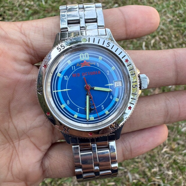 Jam Tangan Diver military Army Rus sia Bostoc Vostoc Red October Amphibia Automatic like new vintage