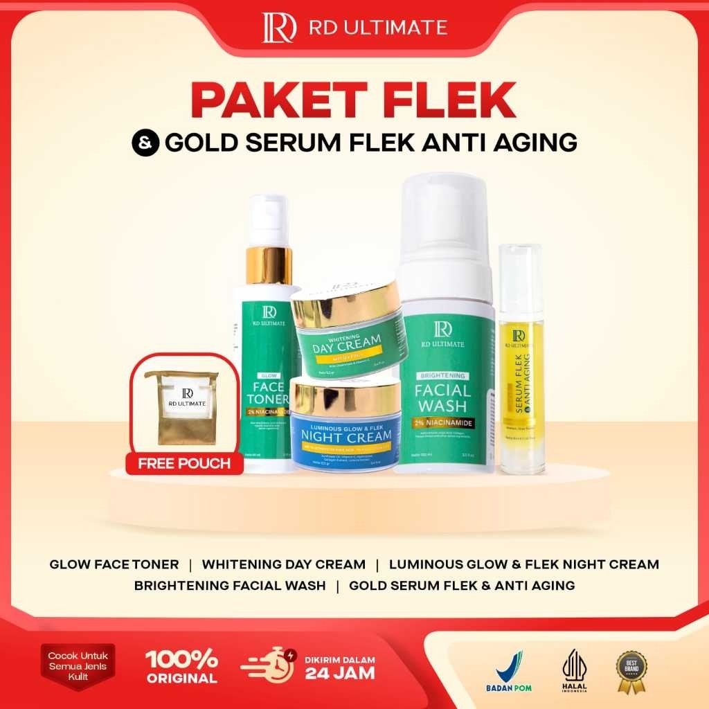 CREAM RD ULTIMATE - PAKET FLEK FREE SERUM GOLD UNTUK ATASI NODA HITAM PADA WAJAH DAN ANTI AGING