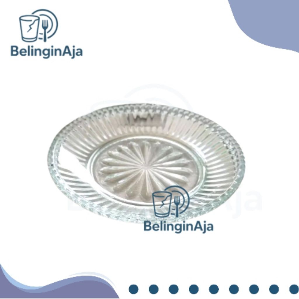 Piring Lepek Kaca Motif – Lepek Teh Kopi Bening Tebal Isi 6 Tatakan Gelas Elegan