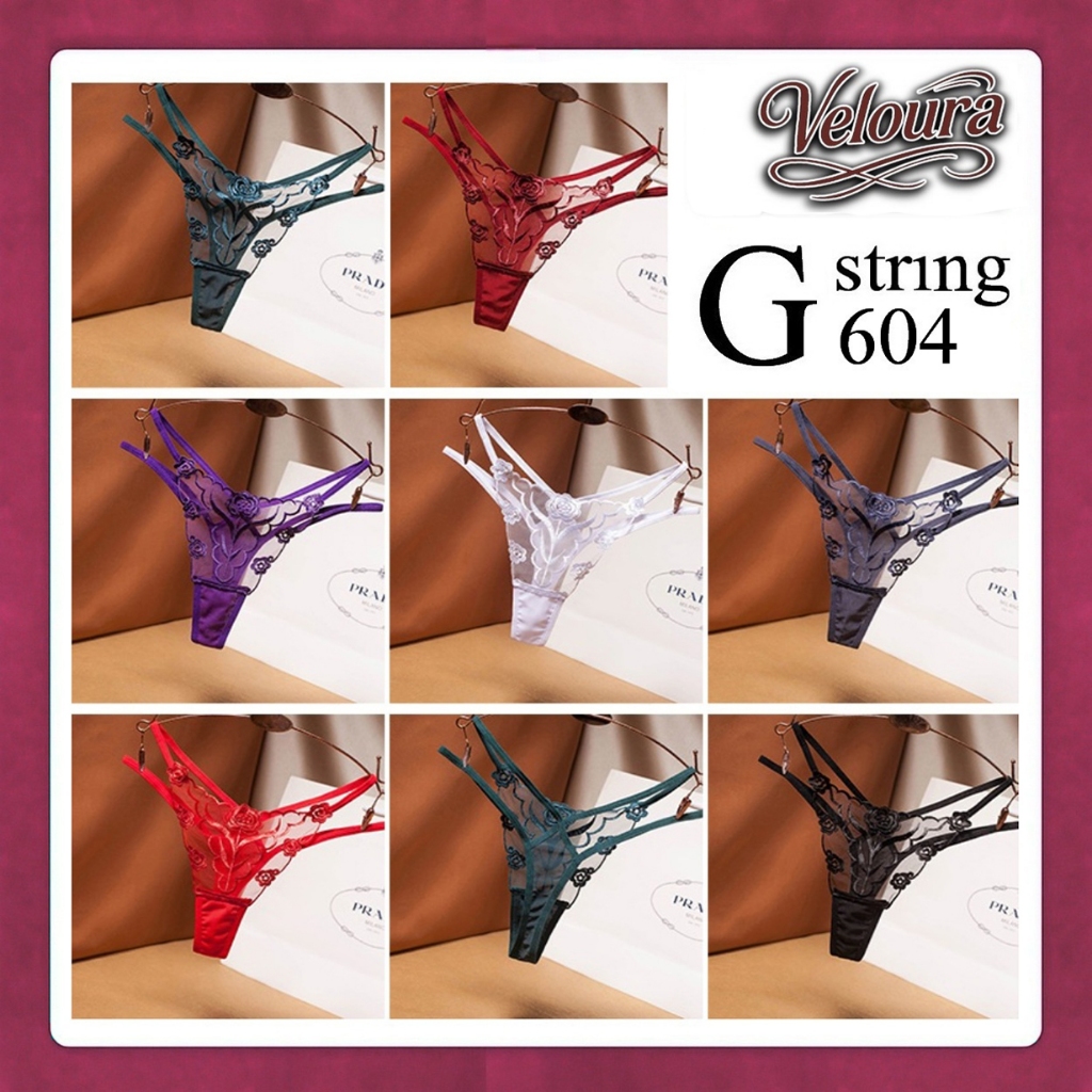 Veloura Celana Dalam Wanita G String / Open Crocth Mutiara Flower Elegant / Satin / Size Medium Larg
