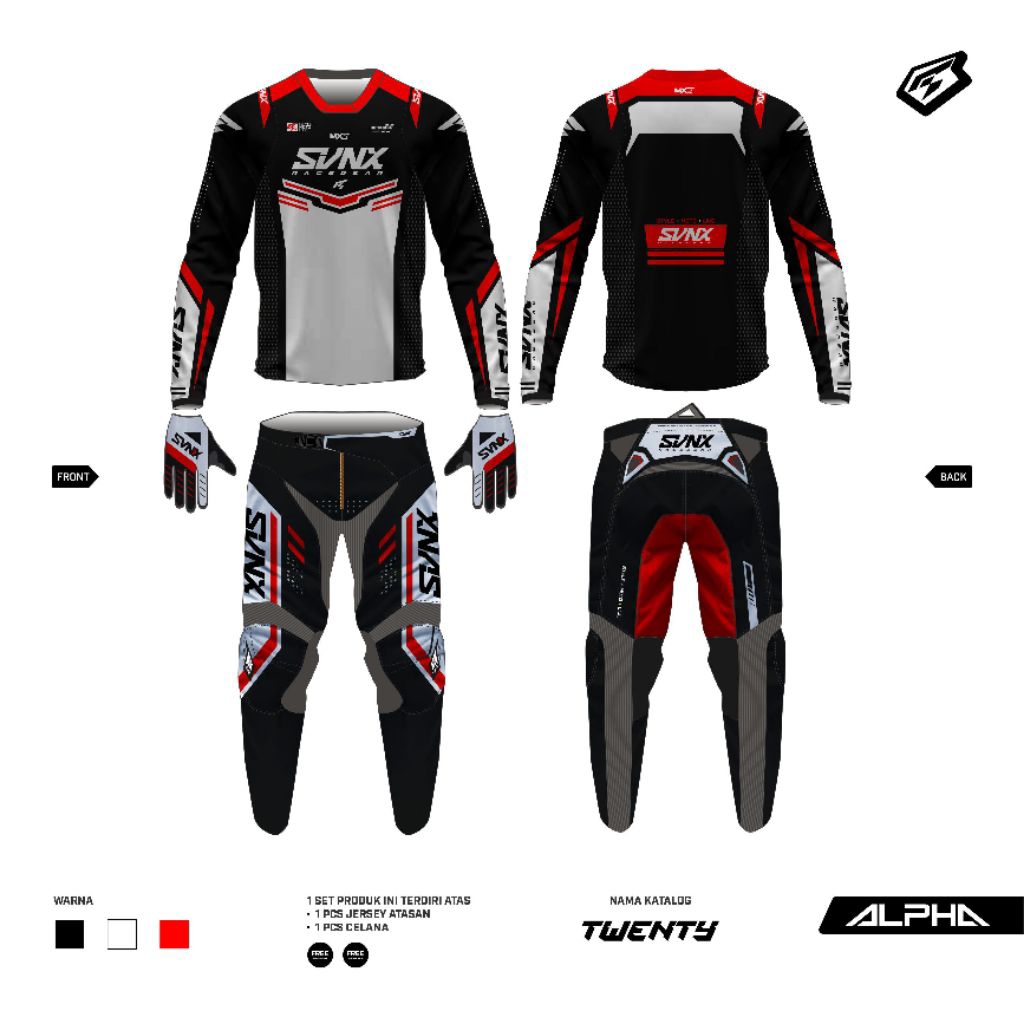 JERSEY SET ALPHA TWENTY SERIES / JERSET SVNX PREMIUM / JERSEY MOTOCROSS / JERSEY SET TRAIL ADVENTURE