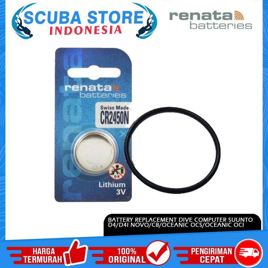 Battery Replacement Kit Renata CR2450 Suunto D4/D4I/Novo/C8/Oceanic/OCS/OI Original Baterai Dive Com