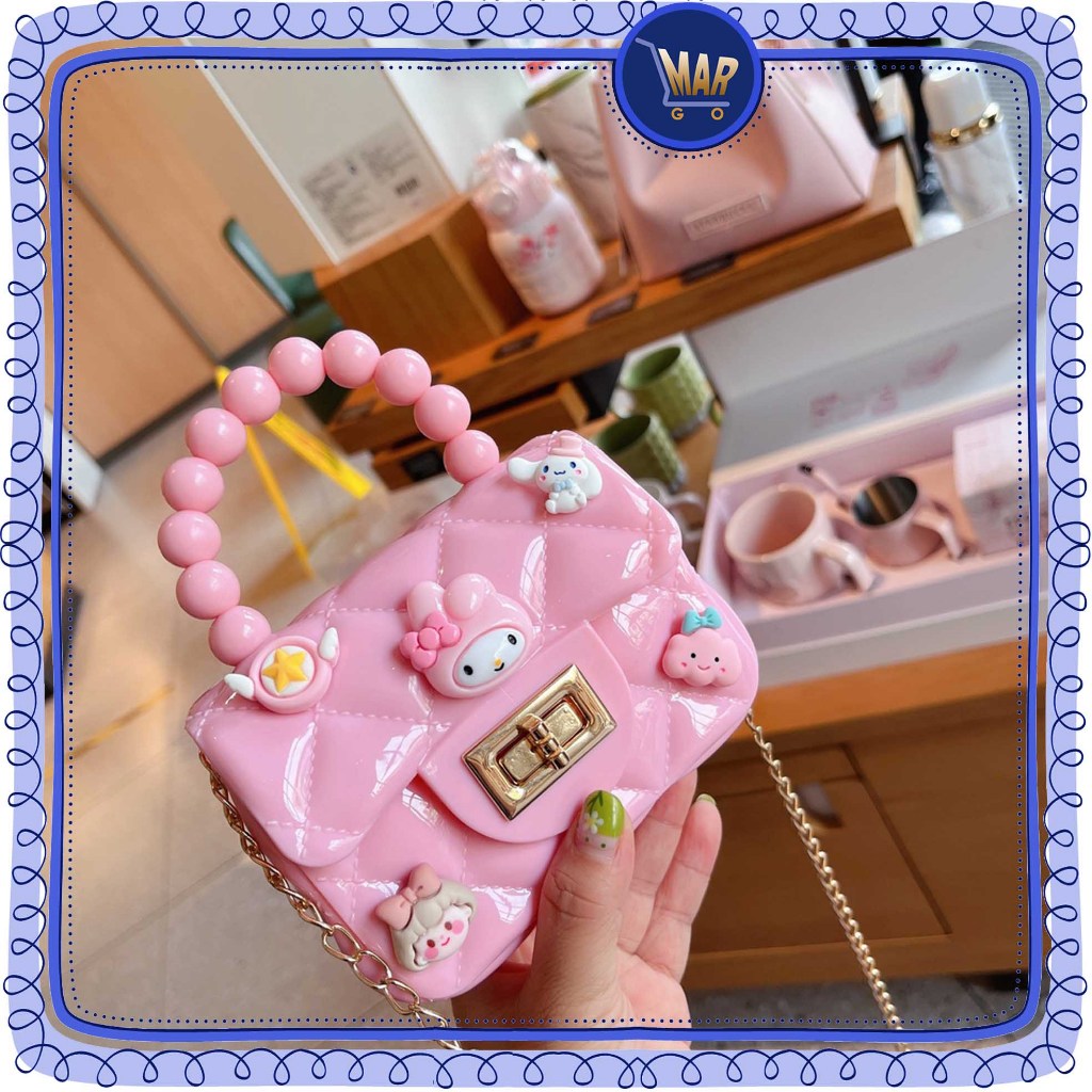 Tas Selempang Mini Jelly Anak Karakter Slingbag Jely Mutiara Glossy Fashion Kecil Bag