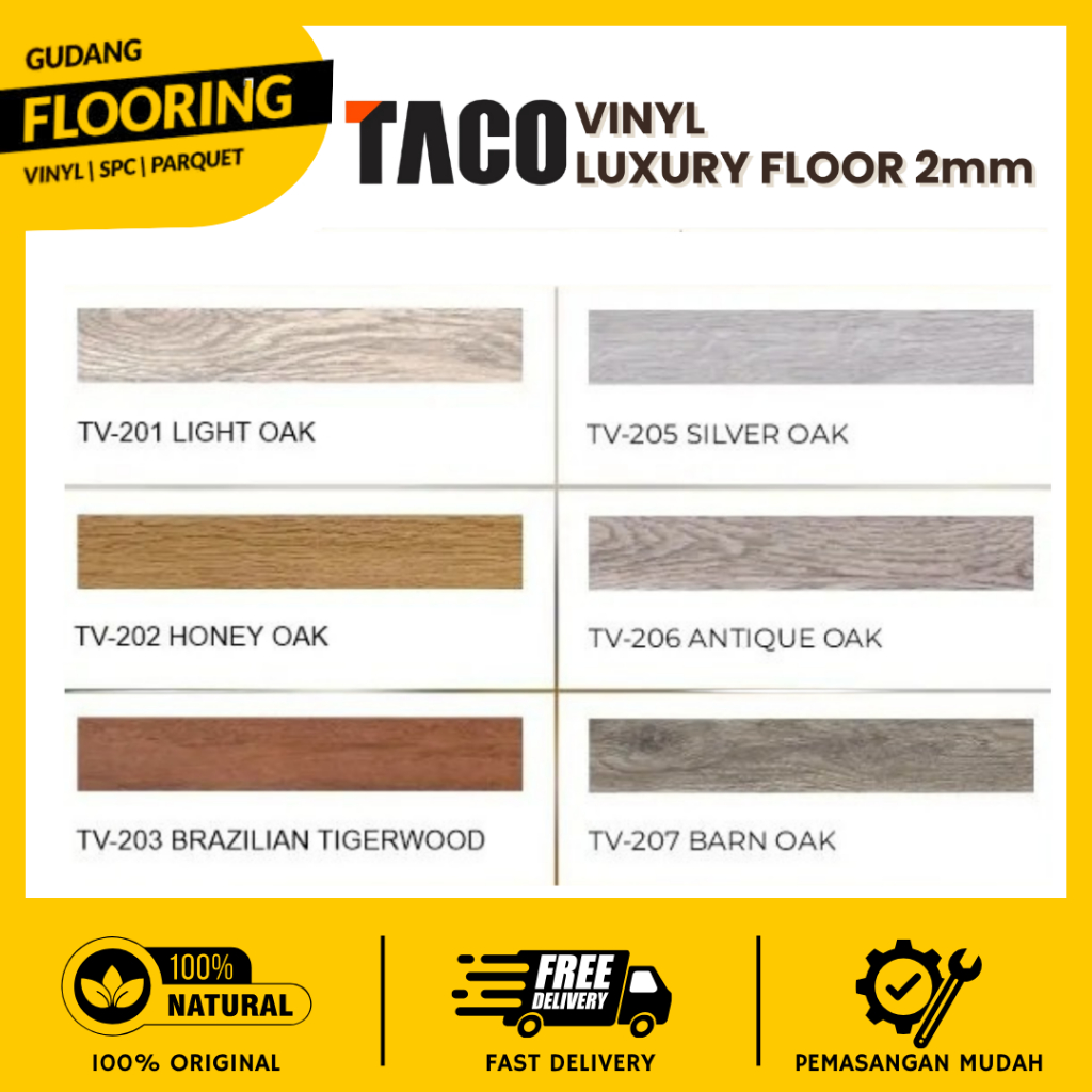 TACO Luxury Vinyl Flooring | Lantai Vinyl Murah by TACO Harga Murah Tebal 2mm