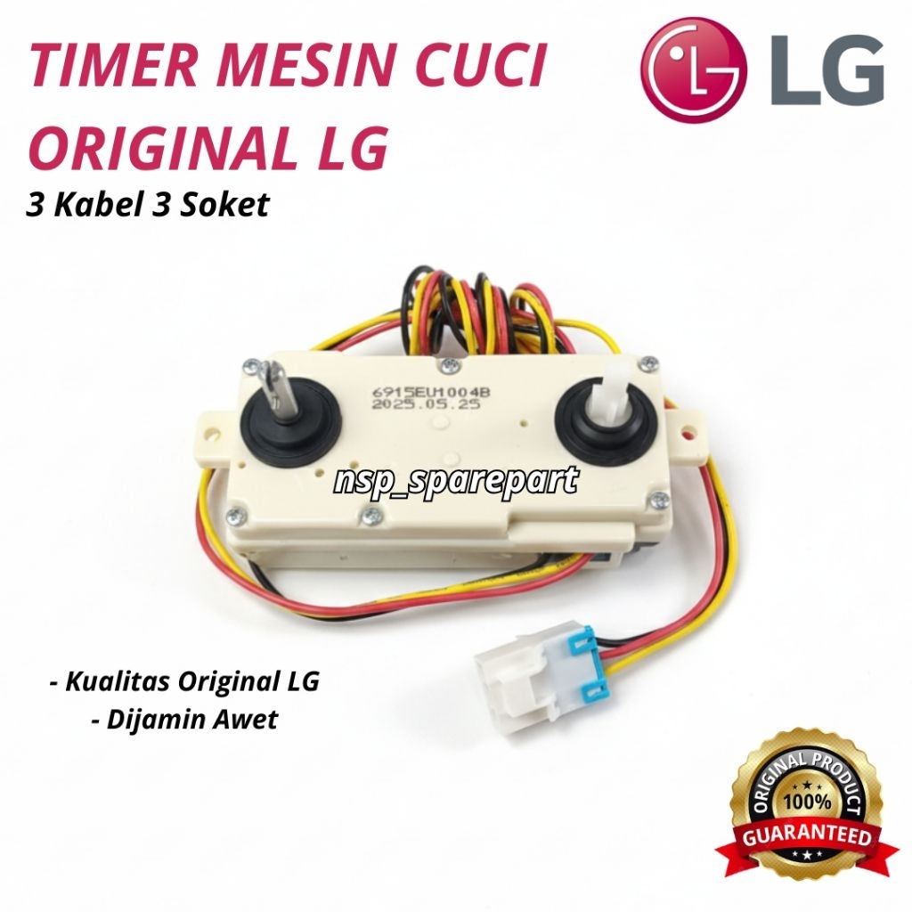 Timer Mesin Cuci Original LG 2 Tabung, Double 3 Kabel 3 Soket Double 2 Knop