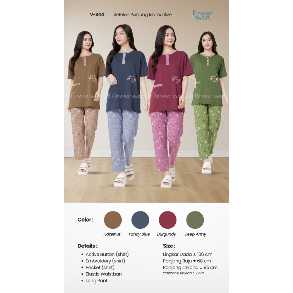 Baju Tidur FOREVER Sweet Concept CP Celana Panjang Mama Size V 059 - 3, V 737, RMS 2402, RMS 2801, V