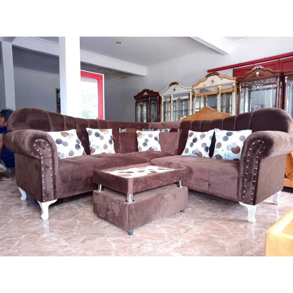 Sofa L Minimalis Sancu - Sofa kaki kambing - Sofa L Sancu - Sofa L Ruang Tamu Full Busa - Sofa Kaki 
