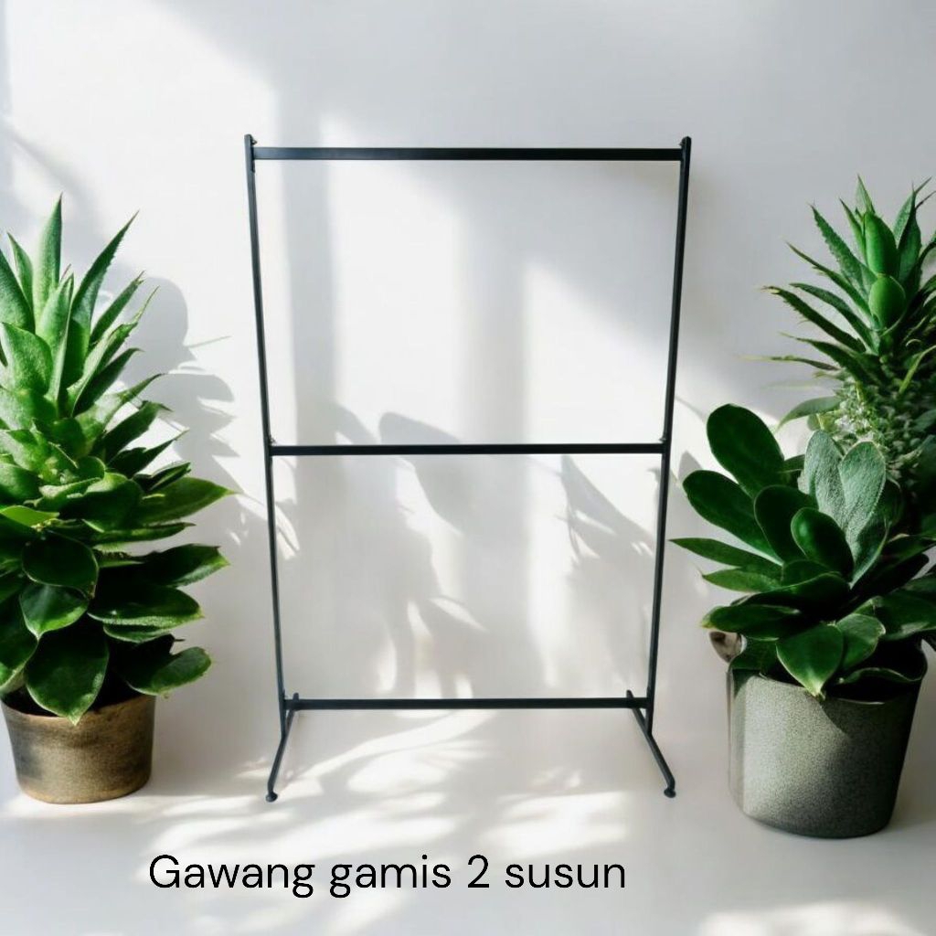 gawang gamis kotak/gawang baju 2 susun warna hitam