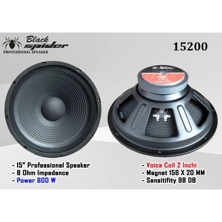 SPEAKER BLACK SPIDER 15 INCH 15200 KOMPONEN BLACKSPIDER 15200 ORIGINAL