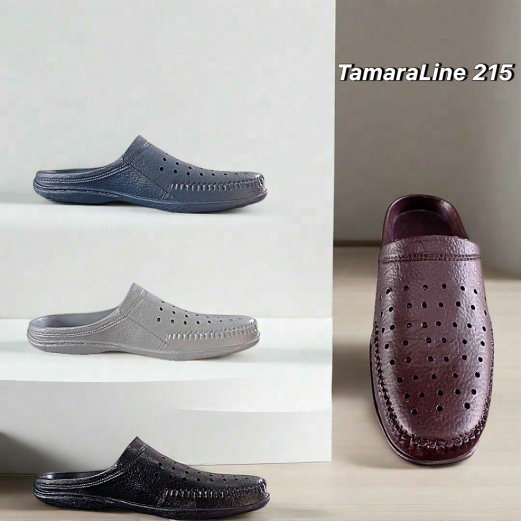 Sandal Selop Pria Tamara Line 215 – Anti Licin & Tebal | Sepatu Sandal Slip On Karet Nyaman