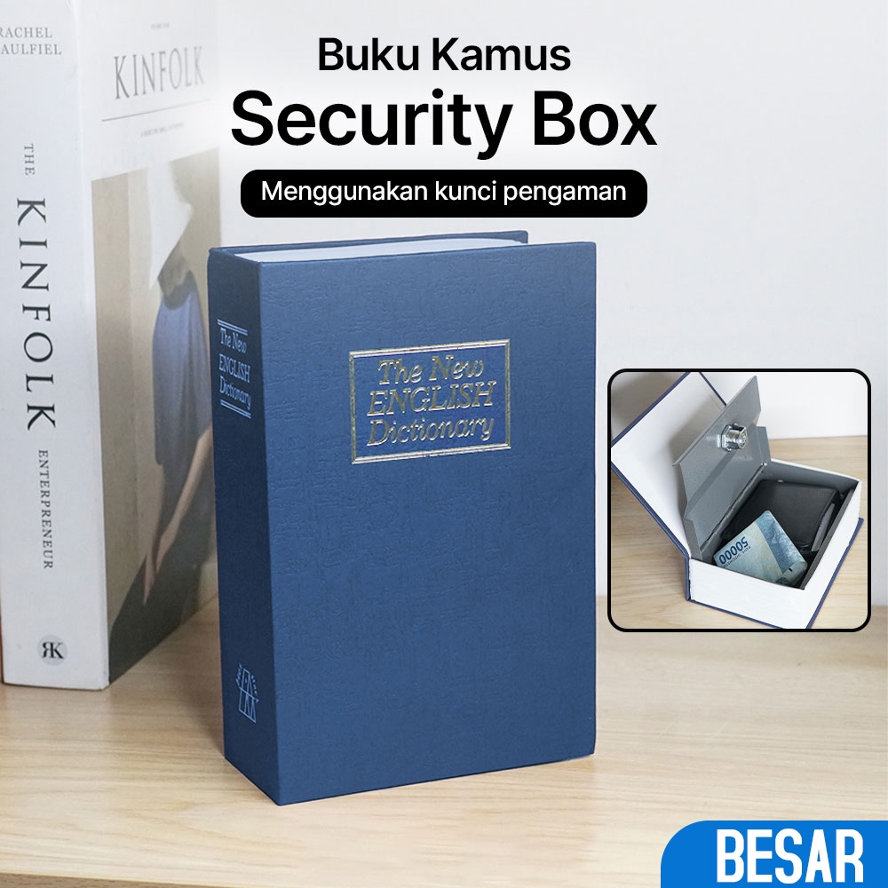 Brankas Mini Buku Key Lock Hidden Safe Box Dictionary Book Besar - KBS kotak brankas model buku
