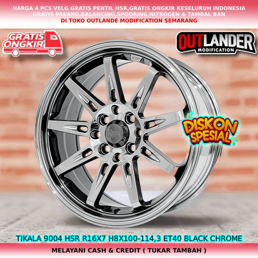 Velg black crome untuk mobil Mobilio| Agya| Calya| Yaris| Vios| Corolla| dll velg hsr tikala R16