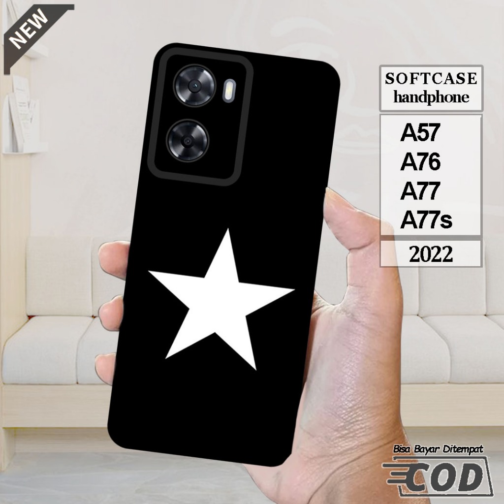 Case OPPO A57 _OPPO A76 _OPPO A77 _OPPO A77s  -Casing Silikon  hitam bening lentur elastis keren