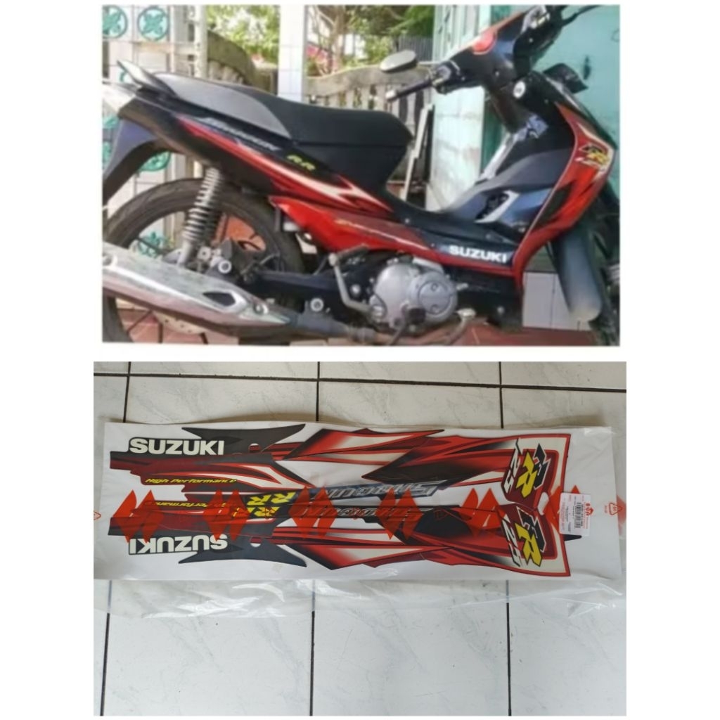 stripping set dark grey titan black striping set merah hitam Suzuki Shogun FL RR 125 2010 ORI SGP