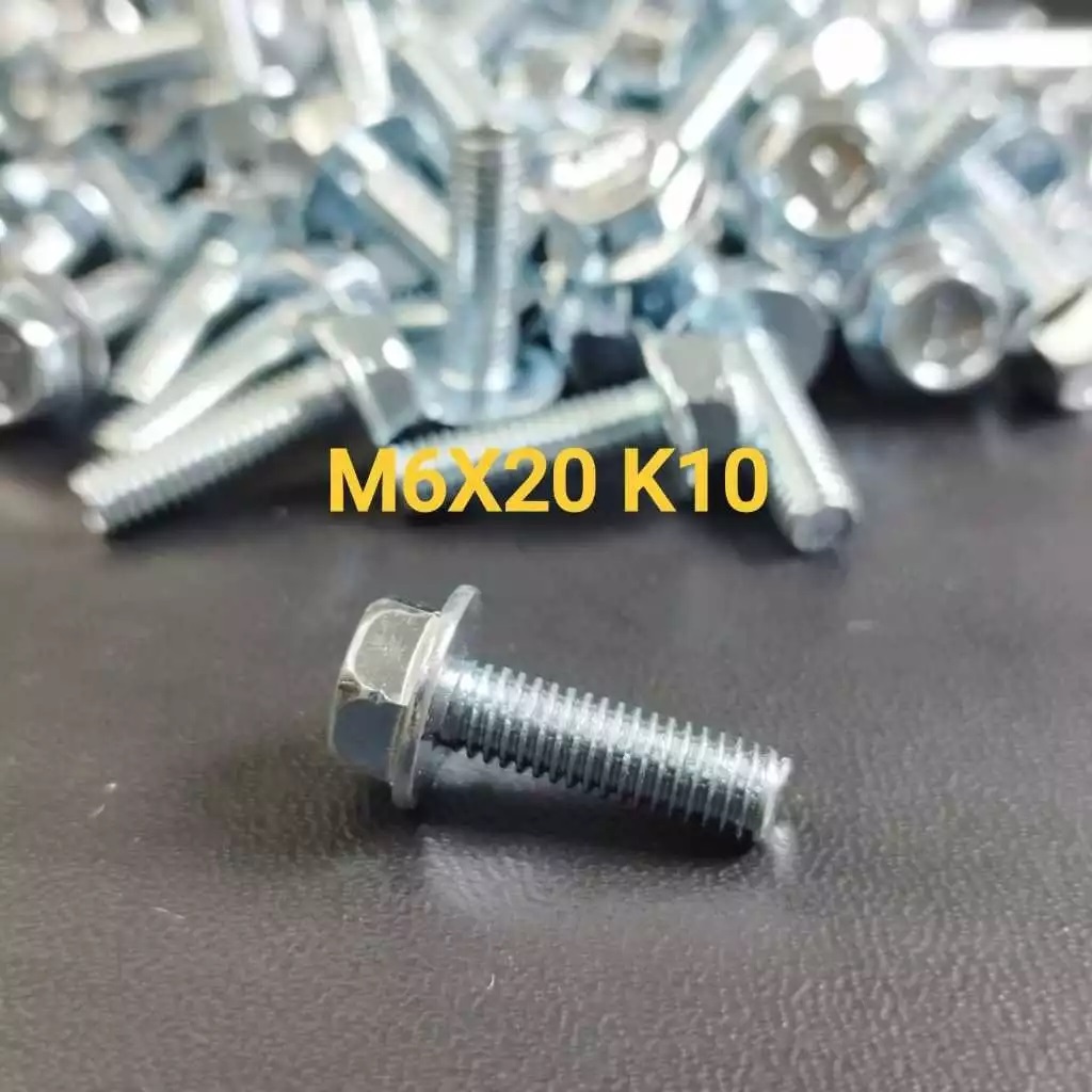 BAUT FLANGE BOLT M6X20 KUNCI ( T10 ) PUTIH