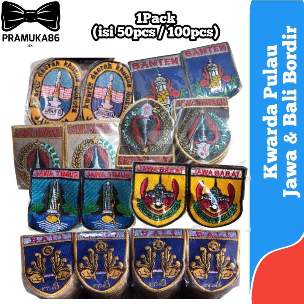 1Pack Bed Kwarda Jawa Bali Banten Jakarta Yogyakarta Bordir / Badge Kwarda Pramuka Provinsi Jawa Bal