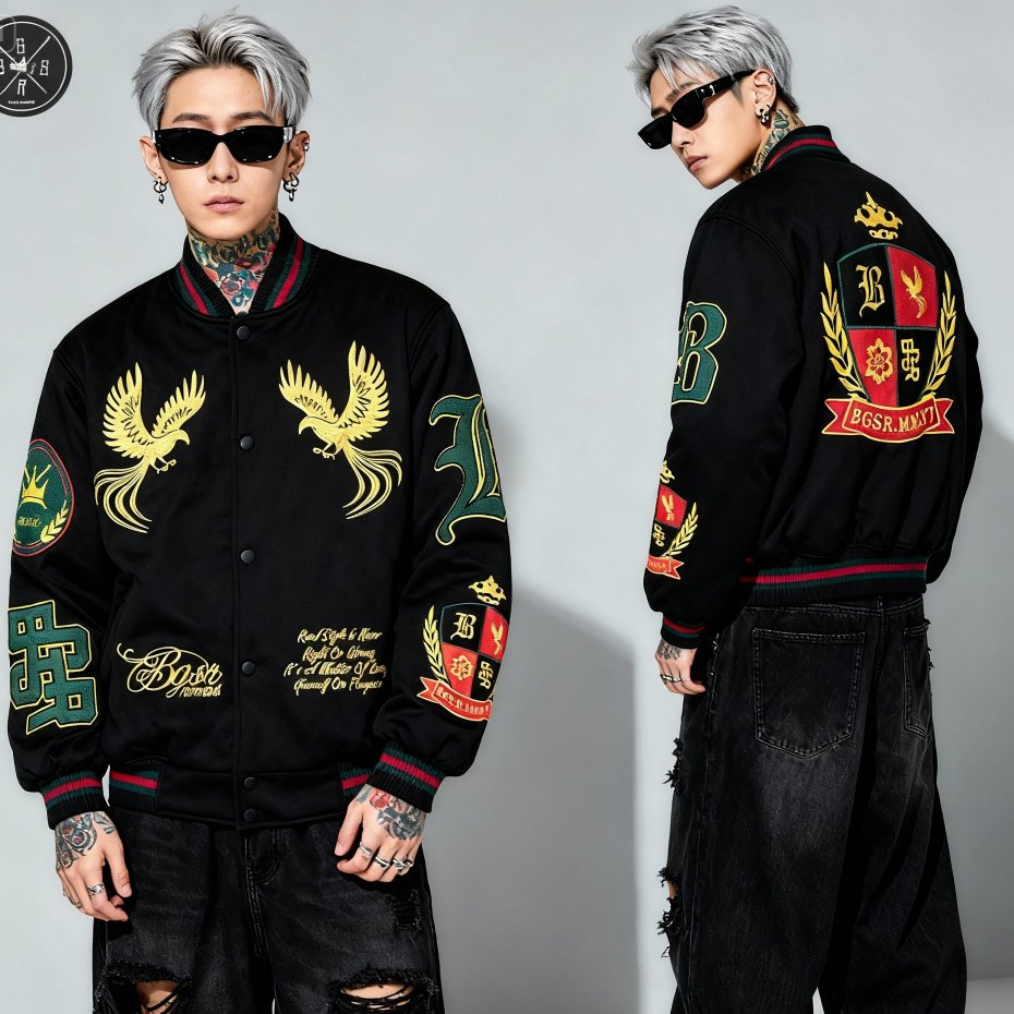 VARSITY JACKET COSMIC GALAXY WHITE BLACK | BASEBALL PUTIH HITAM BORDIR ORI BLACKSEVEN PRIA WANITA