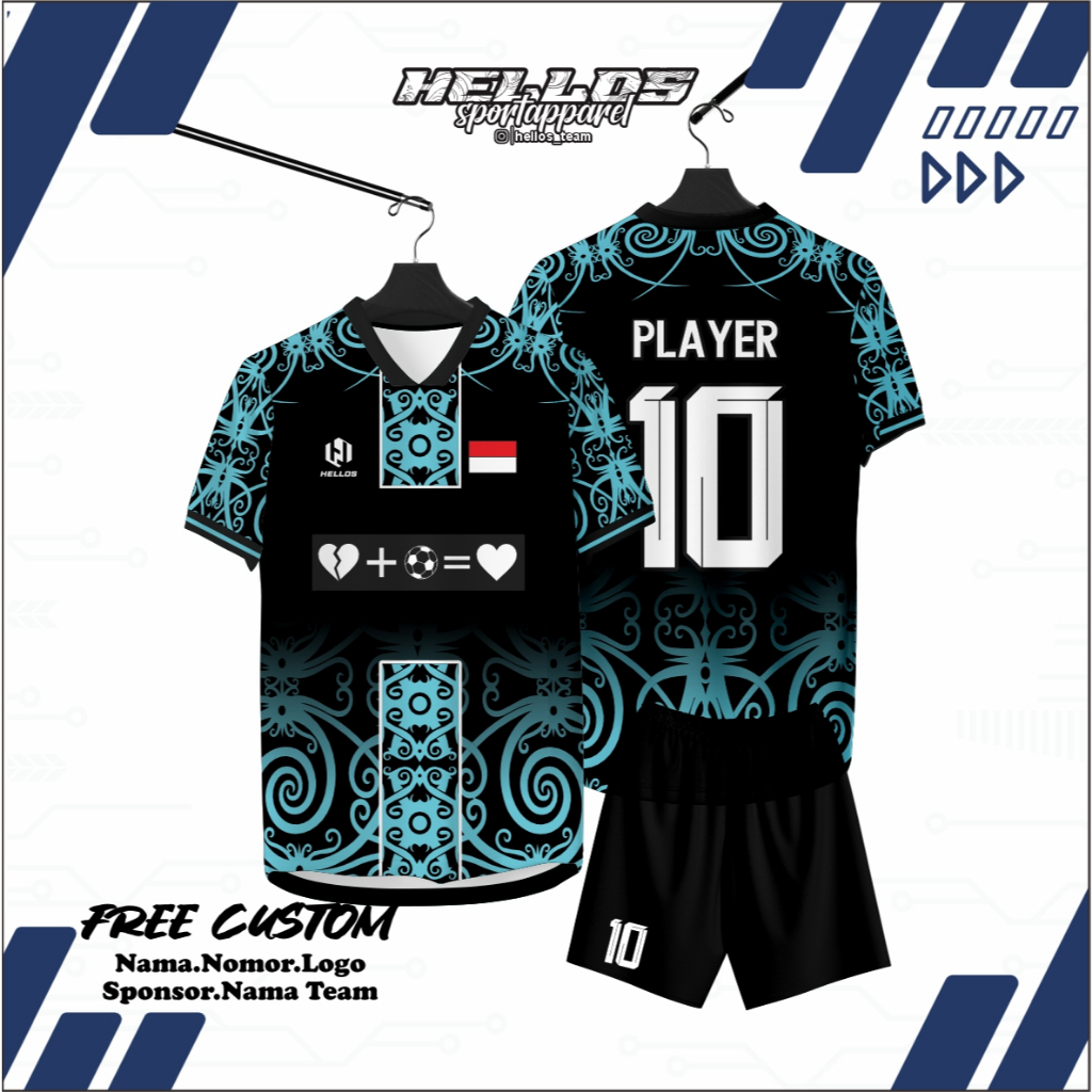 [Bisa Satuan] Jersey Futsal Custom - Jersey Bola Custom Full Printing motif batik kalimantan