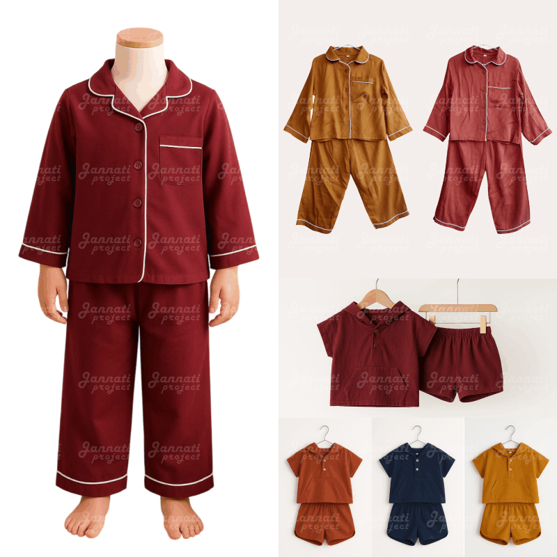 Piyama Anak Polos / Setelan Baju Tidur Bahan Rayon Twill