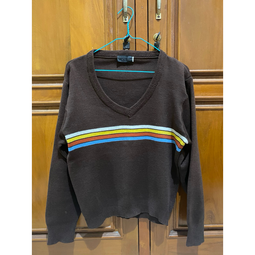 PRELOVED SWEATER KNIT RAJUT MAHOGANI WANITA/PRIA HANGAT LENGAN PANJANG