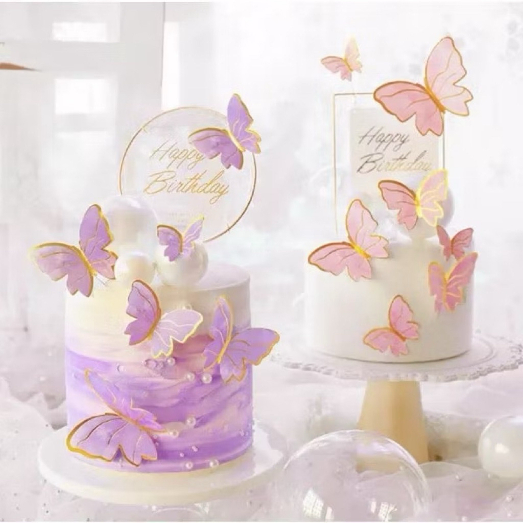 Topper Kue / Topper kupu-kupu / Sticker Kupu-kupu / Topper Kue Ultah / Dekorasi Kue ulang tahun