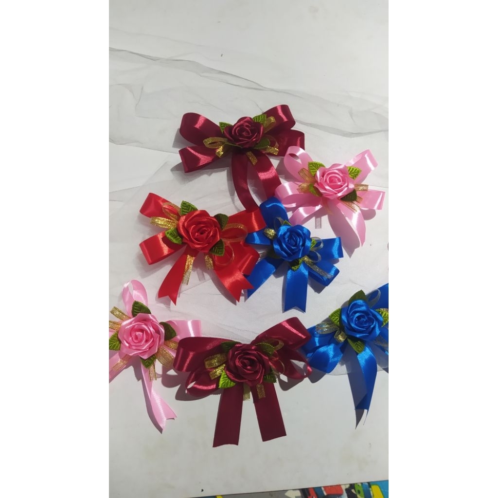 Aplikasi pita satin | Bunga pita satin hiasan hantaran | Hiasan hantaran | Hias parcel