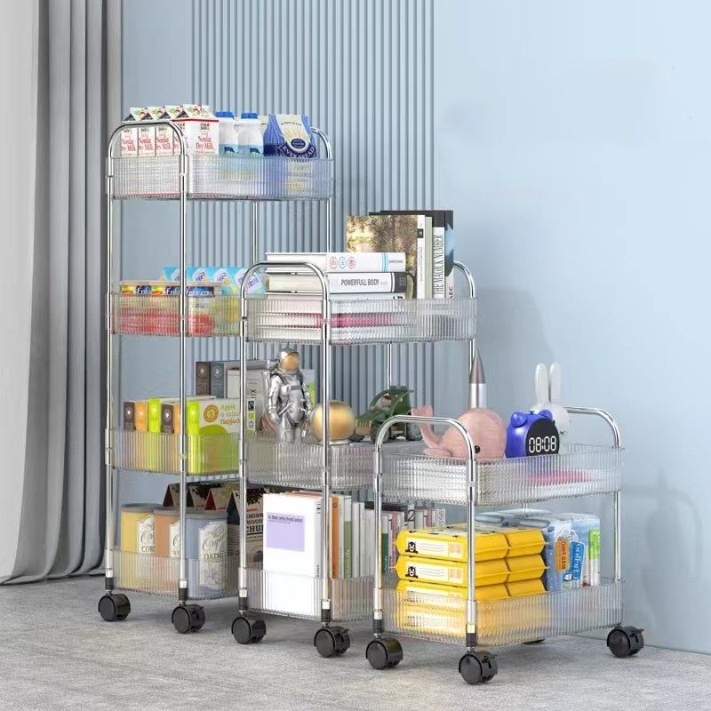 Rak Cemilan Tempat Penyimpanan Rak Dapur Susun Transparan Rak Kamar Mandi Troli Serbaguna