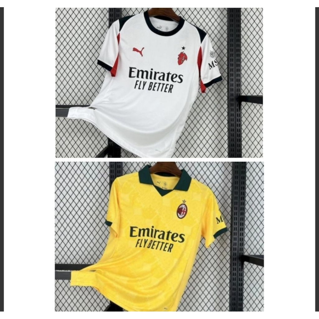 Jersey Kaos Baju Sepak Bola Dewasa AC Milan Home Away 3rd Third Putih Kuning Big Size Ukuran Jumbo B
