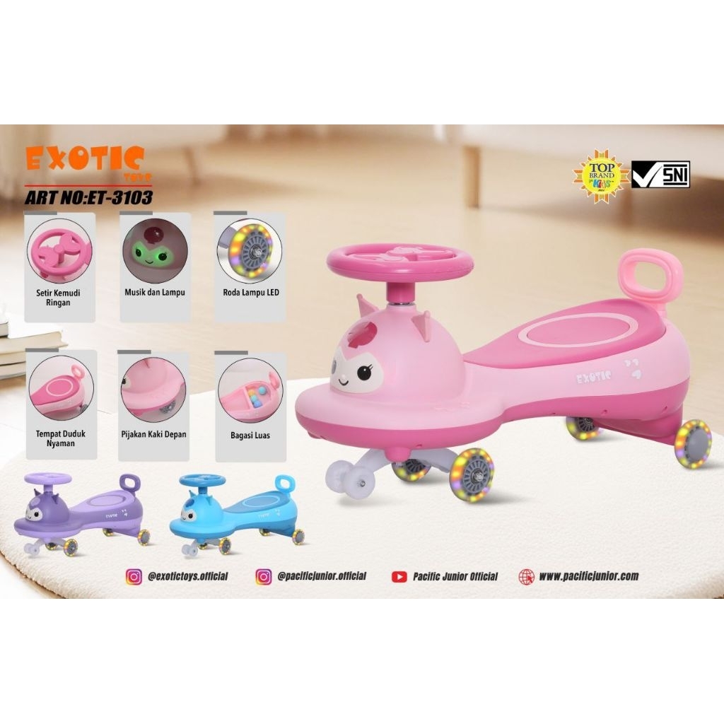 Mainan Anak Swing Car Exotic model Kuromi ET 3103