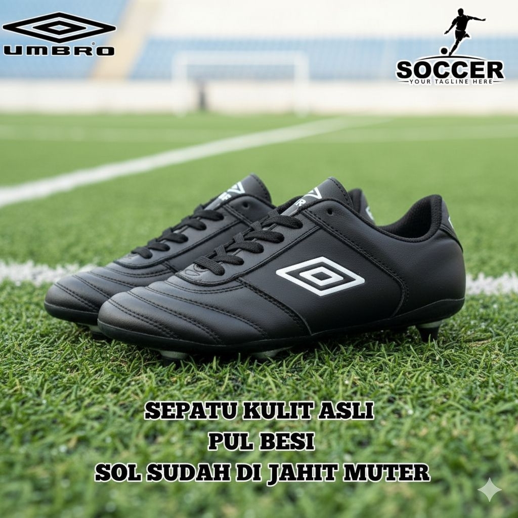 sepatu bola umbro kulit sapi asli sol sudah di jahit muter pull besi