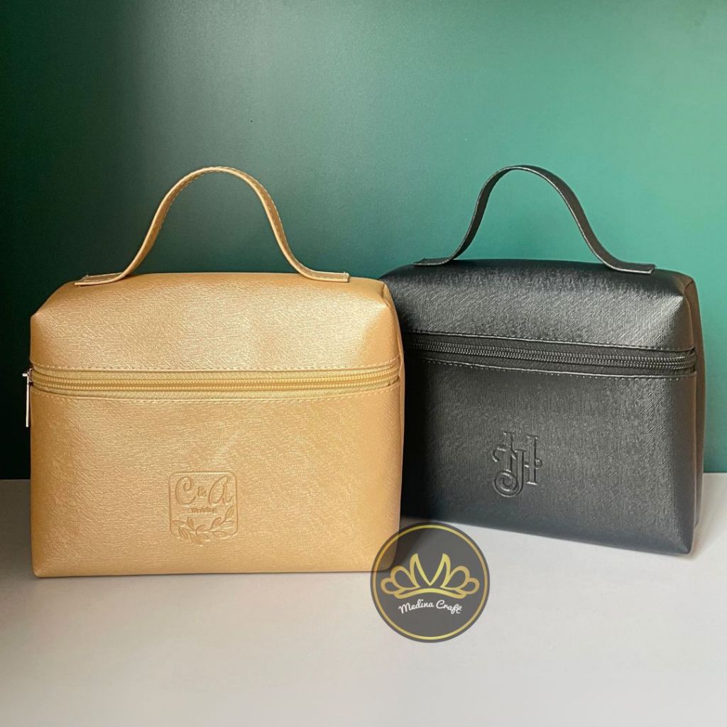 Nala Pouch Souvenir Serbaguna Elegan Premium Custom Emboss Kulit Imitasi Botega Tas Kosmetik Wedding