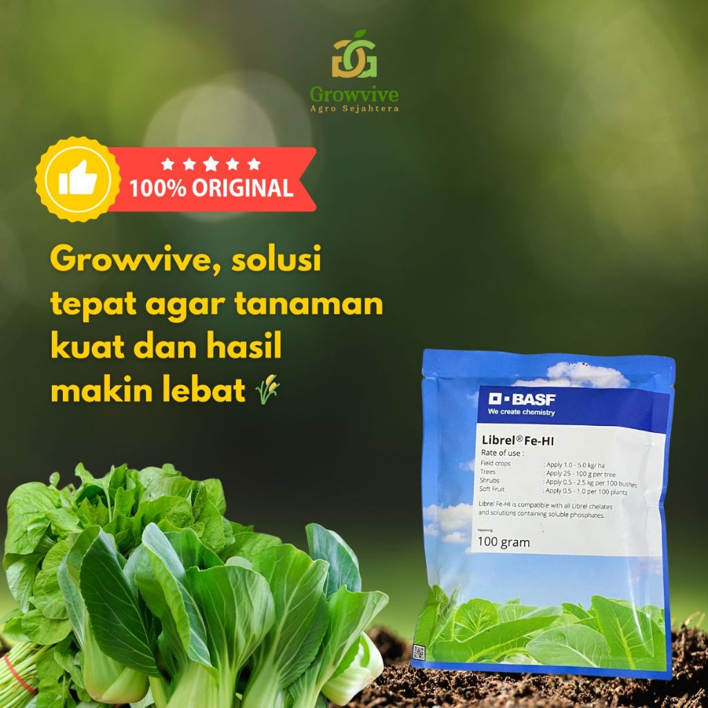 Pupuk Mikro Librel Fe-Hi (Fe EDDHA) 100 gram Suplemen Zat Besi untuk Tanaman Sehat Daun Hijau