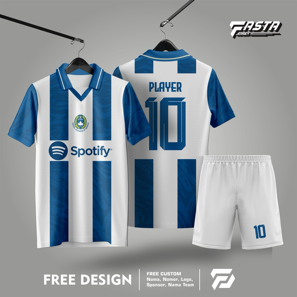 Jersey Murah Kombinasi Biru putih Printing Custom Jersey Futsal Jersey Sepakbola