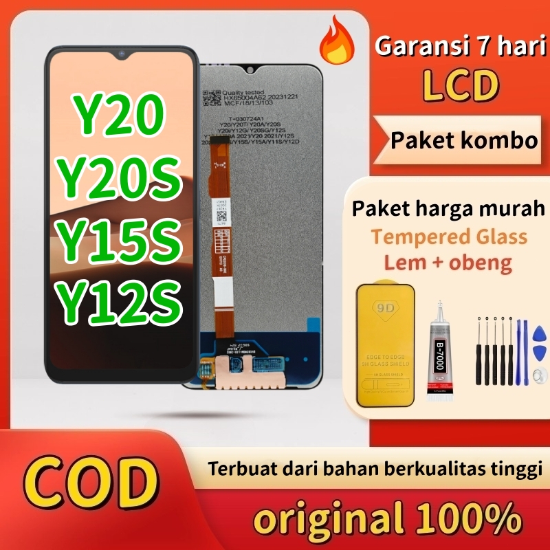 LCD HP Original VIVO Y20 Y20s Y15S Y12S Fullset Original/OEM – Layar + Touchscreen, 100% Tested, Rea