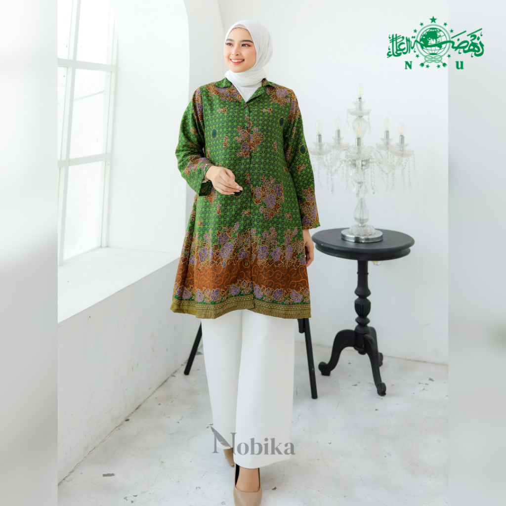 Tunik Muslimat NU Atasan Sanwos Premium Hijau Sedang Pengajian Nahdlatul Ulama
