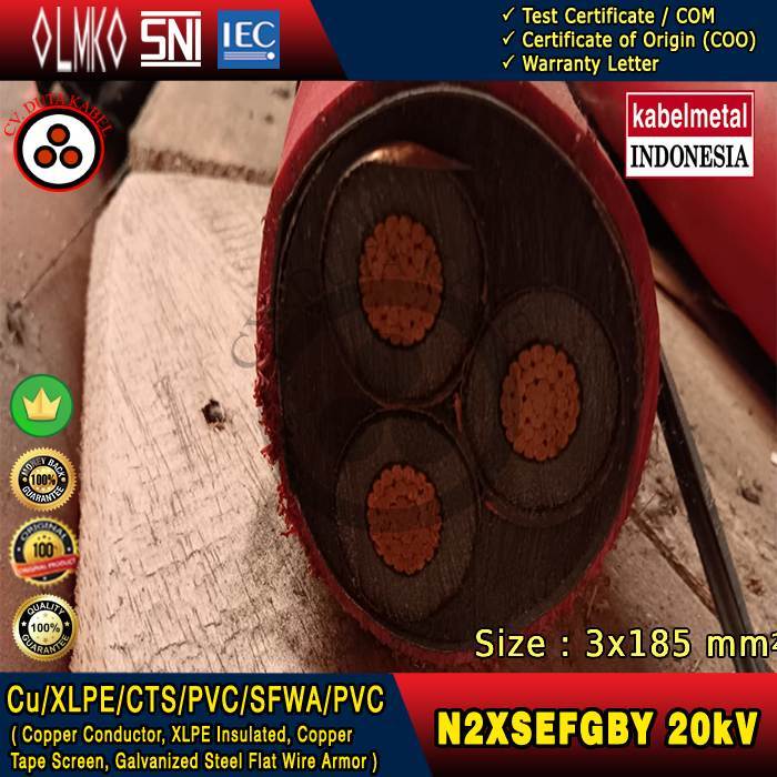 Kabel N2XSEFGBY 3x185 mm2 12/20 (24) kV - Merk Kabelmetal (KMI)