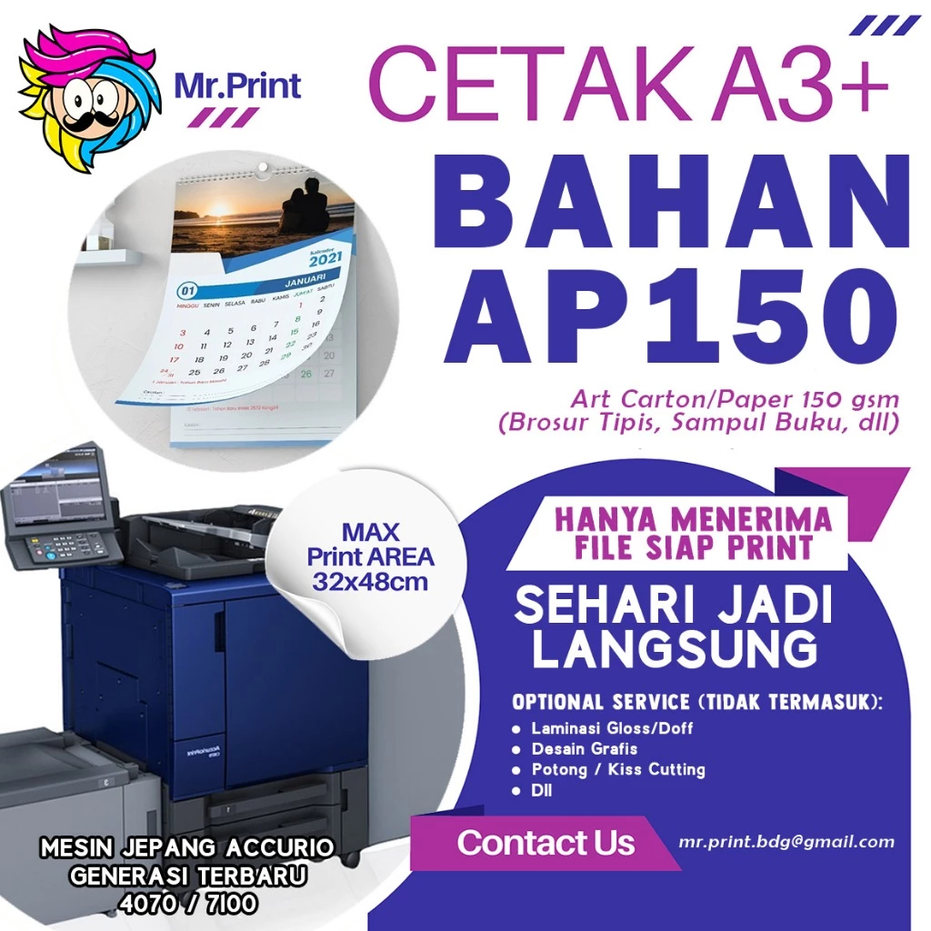 Digital Print A3+ Art Carton 150gr Art Paper Ap 150gsm 1 Sisi Bolak Balik| Digital Print Murah Bandu