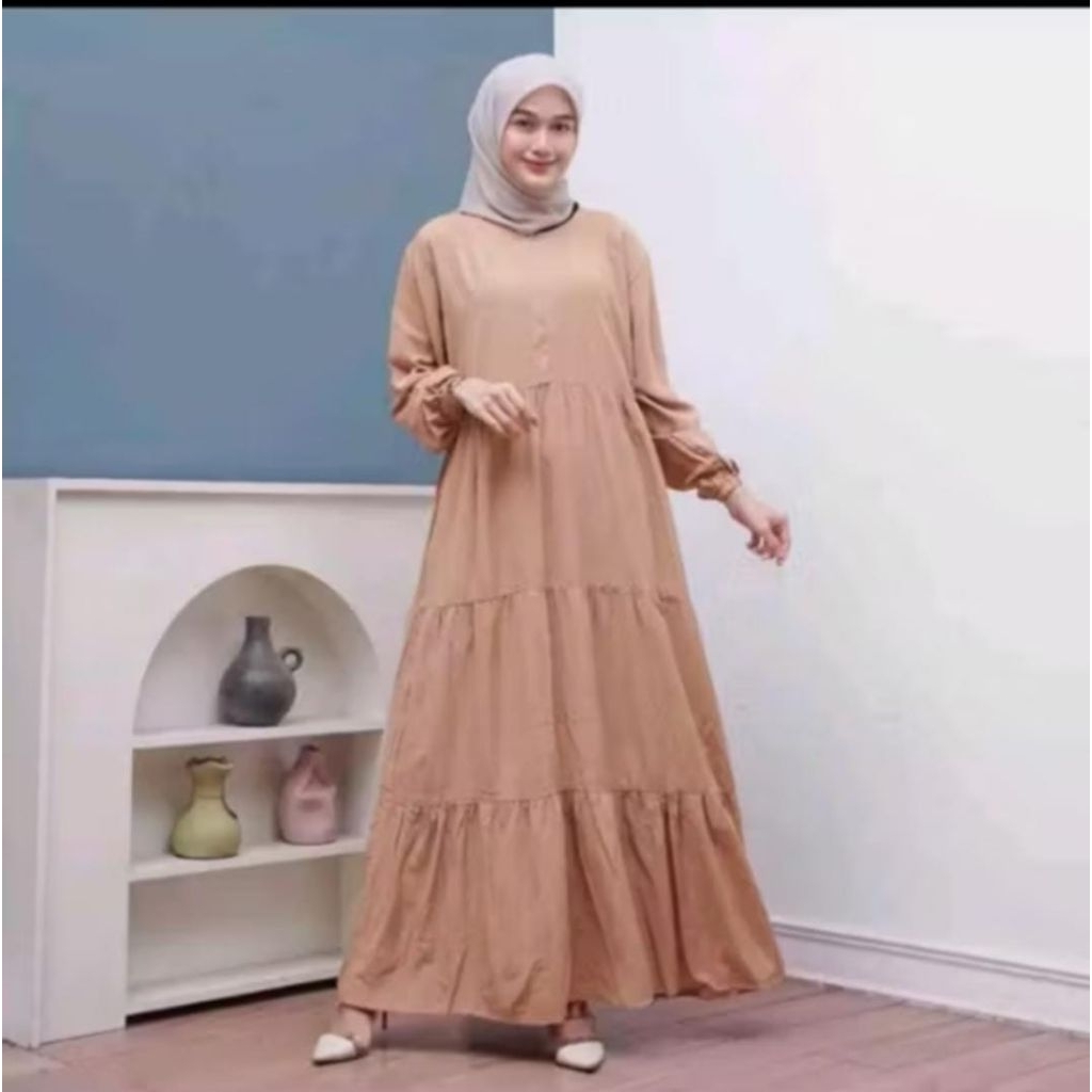 Gamis polos katun rempel susun busui