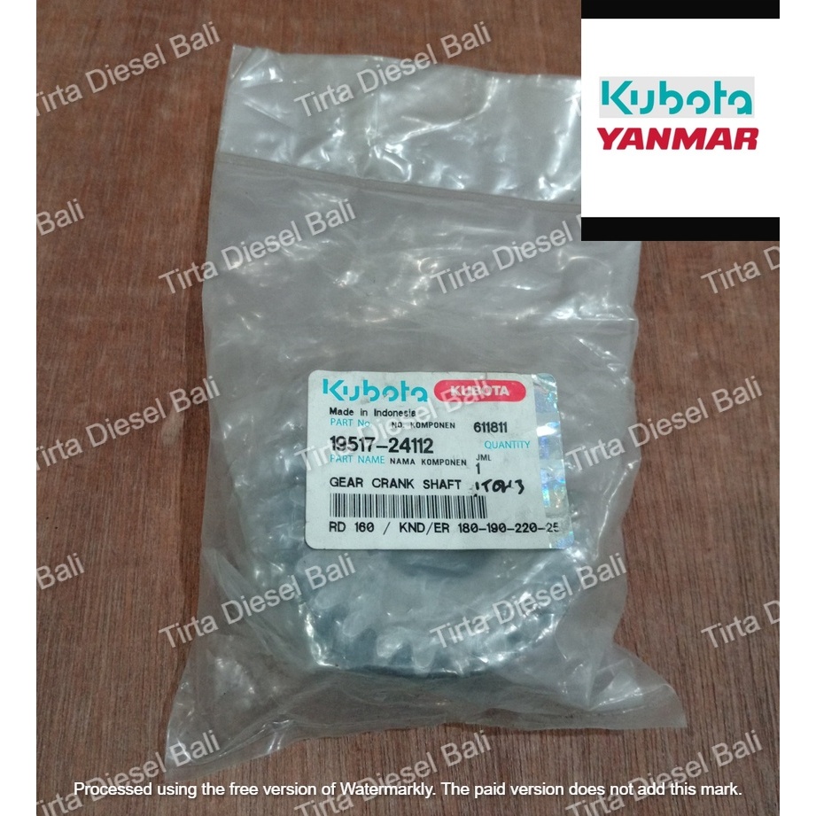 KUBOTA GEAR CRANK SHAFT GIGI KRUK AS RD 160 / KND/ER 180-190-220-250 19517-24112 ORIGINAL