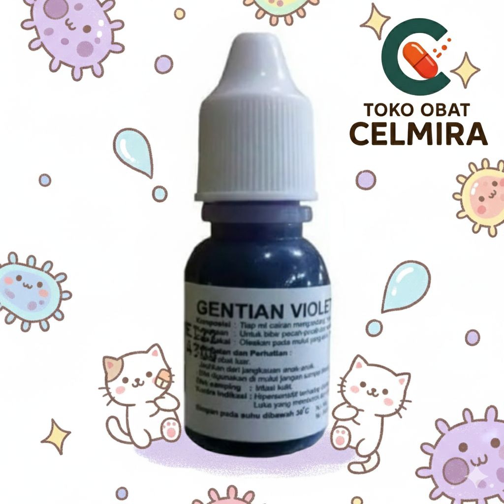 Gentian Violet 10ml - Obat Sariawan, Bibir Pecah & Jamur Mulut (Obat Biru) (RANDOM)