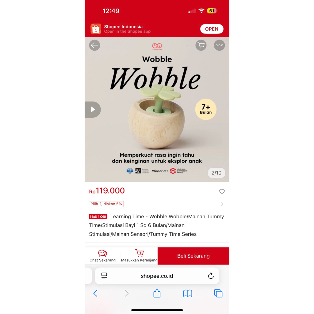 Preloved Mainan Learning Time bayi 6 bulan