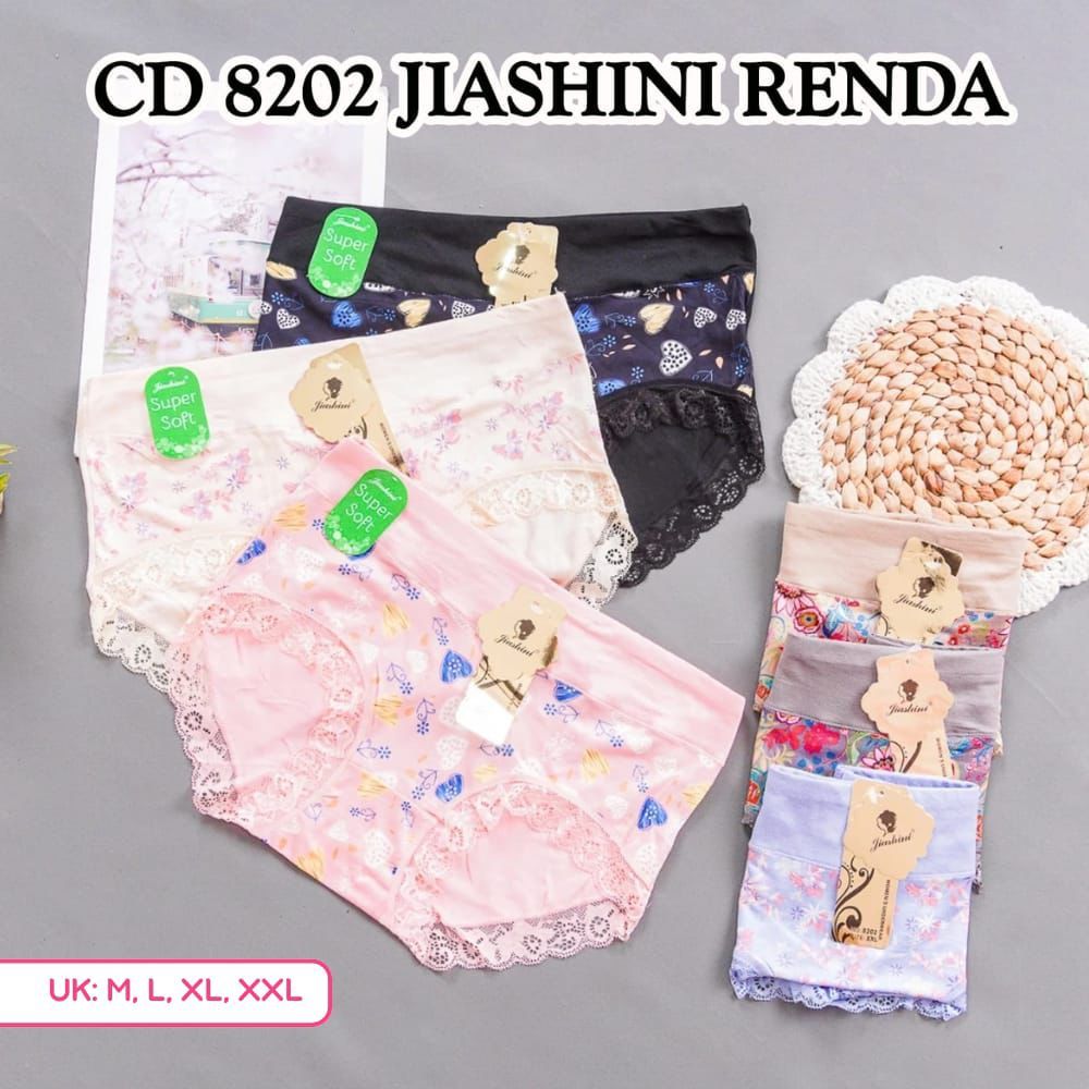Celana Dalam Wanita Dewasa JIASHINI Art 8202 Motif Renda Bahan Lembut Berkualitas Tinggi Adem Menyer