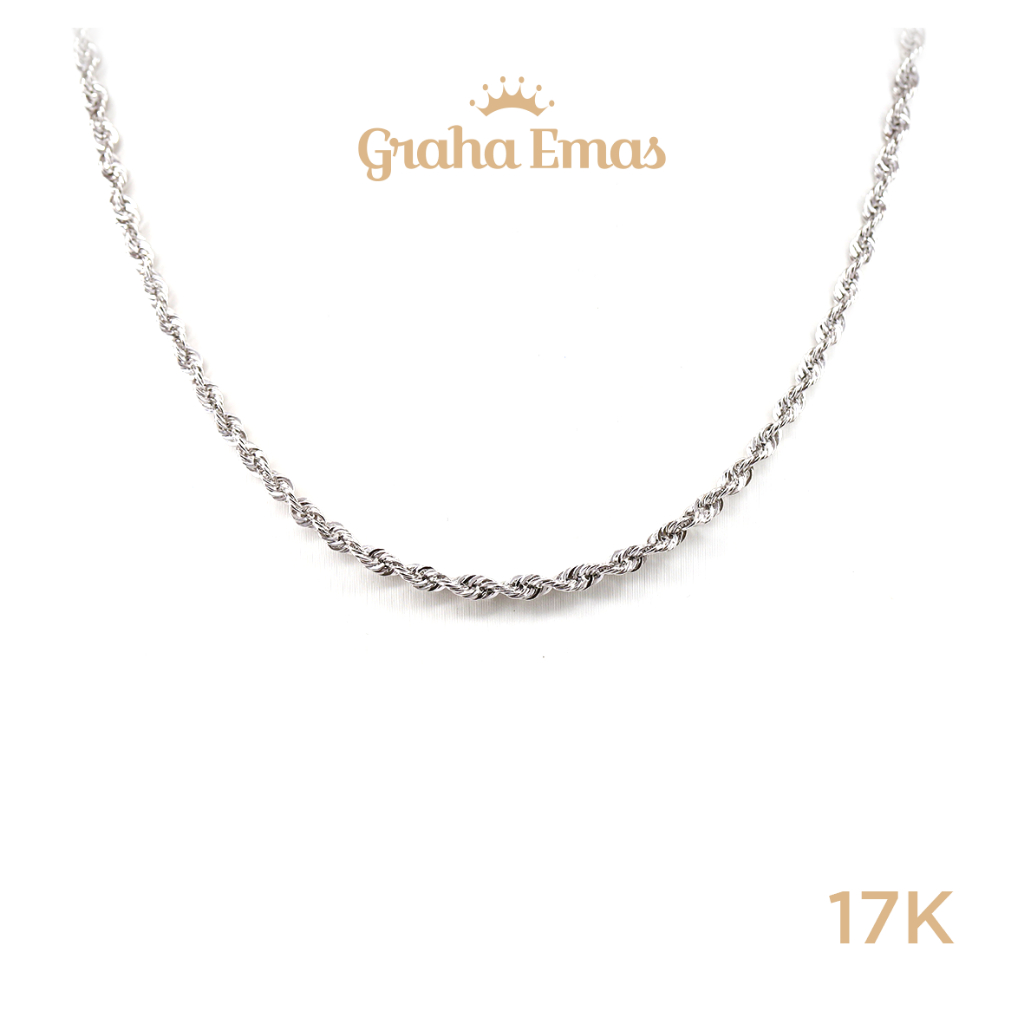 Graha Emas Kalung Emas Putih Bentuk 17K - White Gold Model Necklace 17 Carat M1101