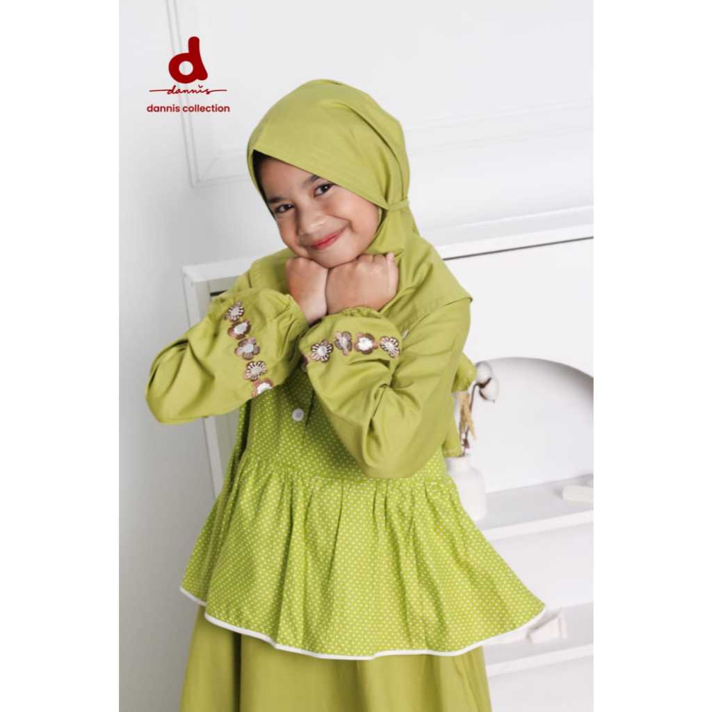 Rumah Dannis - D' Haida Gamis Anak Lime (Setelan Gamis Anak Bahan Cotton)