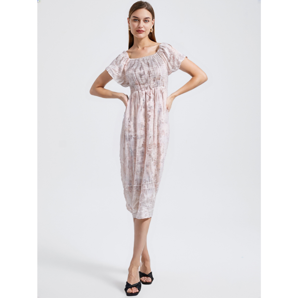 DRESS 7/8 SABRINA TEXTURE PRINT-DRESS KOREA (SKU 25736)