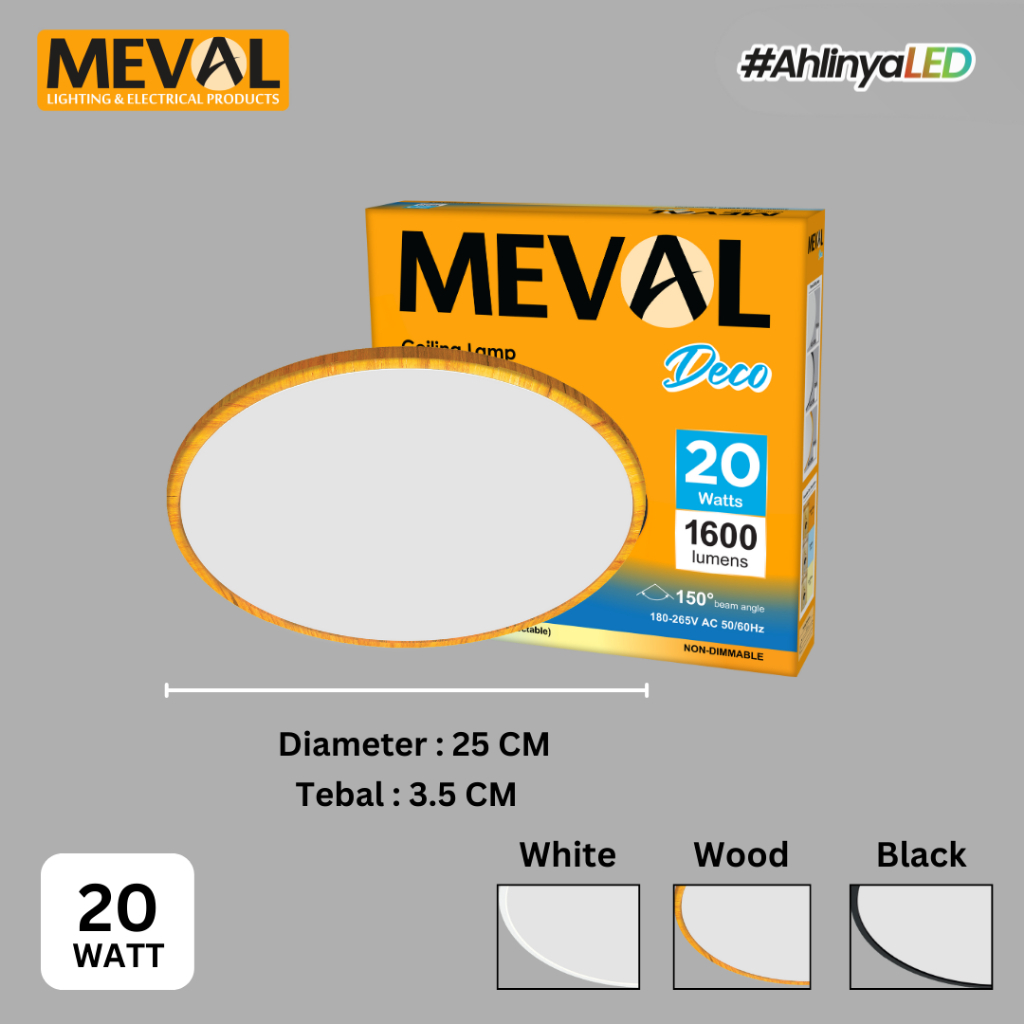 MEVAL Lampu Plafon LED Ceiling Lamp - Selectable Tri Color
