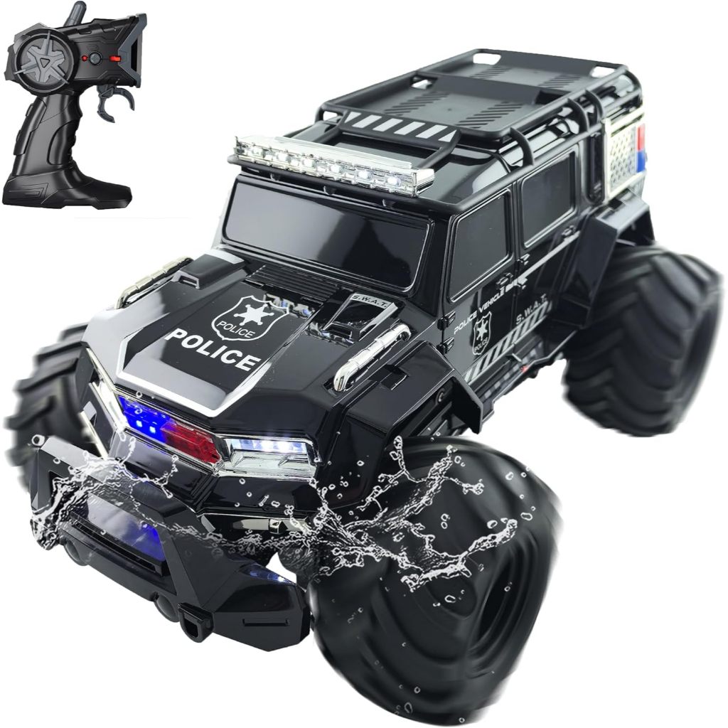 Threeking 1:14 Waterproof Rc Police Cars Amphipious Remote Control Car SUV Truck