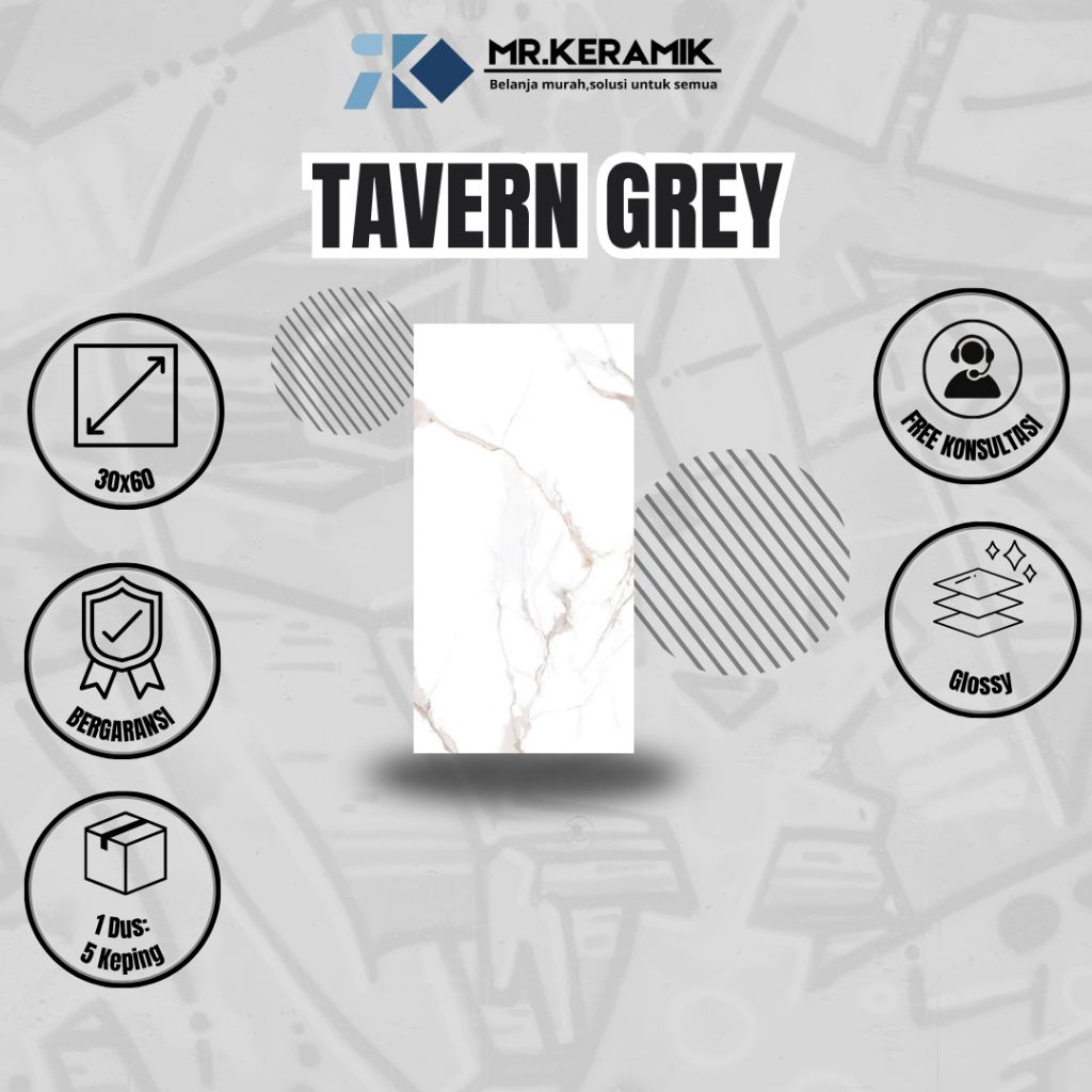Keramik dinding tavern grey GLOSY 30X60-PLATINUM