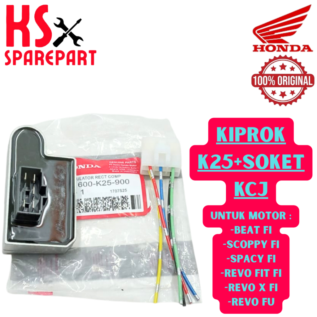 KIPROK K25 + SOKET KCJ HONDA BEAT FI/SCOPPY FI/SPACY FI/REVO FIT FI/REVO X FI/REVO FU ORIGINAL 100%.
