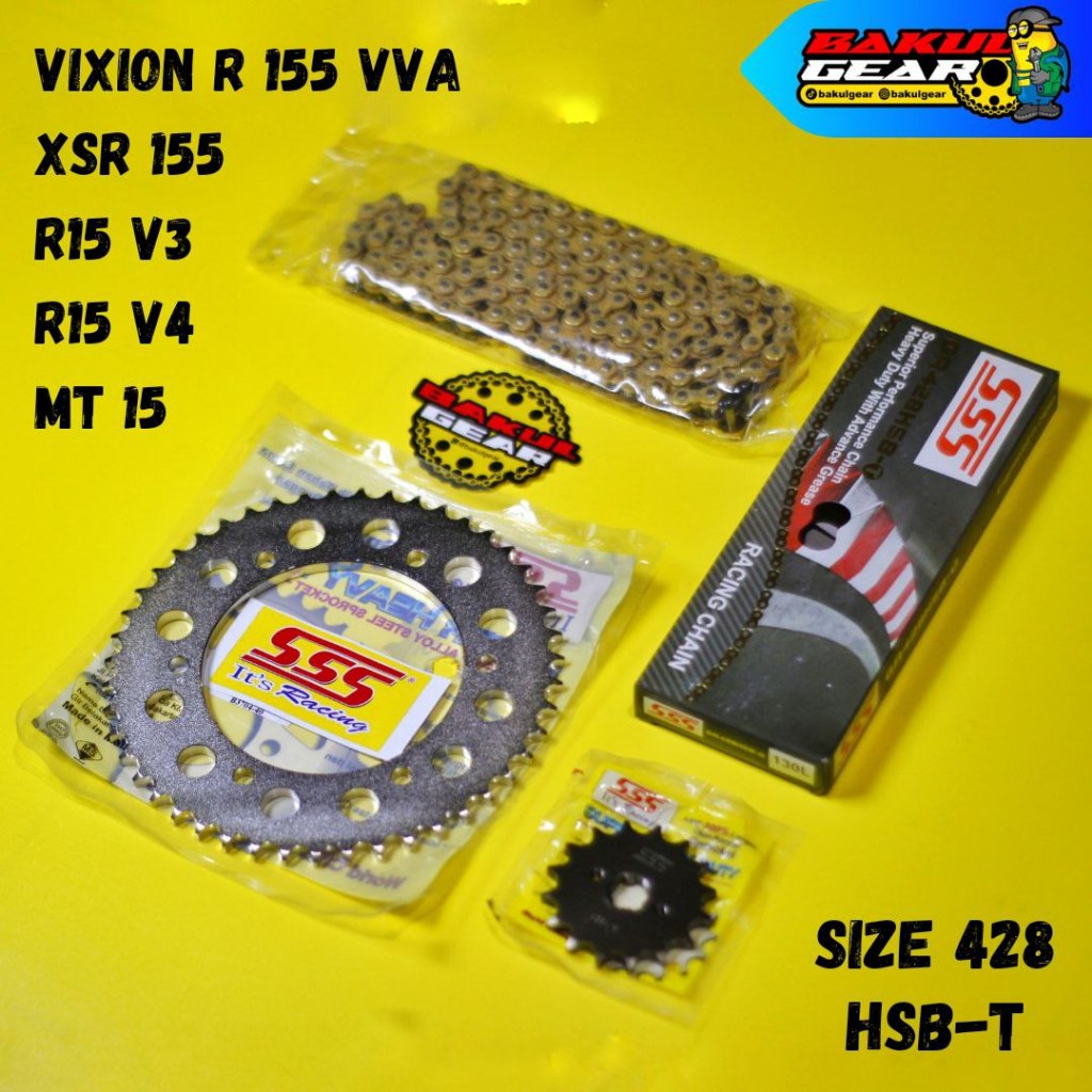 Gear set SSS R15 V3 XSR 155 MT 15 R15V3 V4 XSR155 VVA Rantai GOLD ORIGINAL 100%